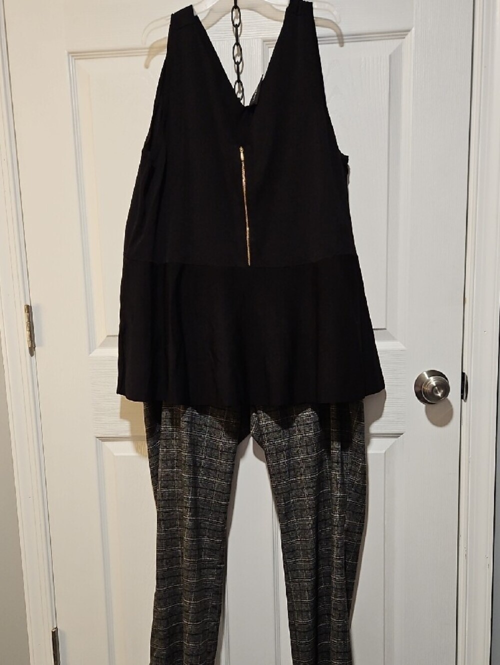 Ann Taylor Black and Gray Plaid Boot-Cut Pants